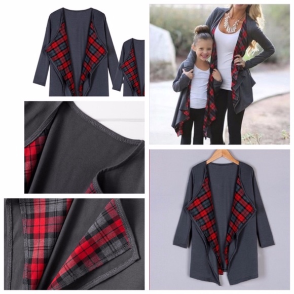 NEW!! Plaid grey cardigan size S - Picture 1 of 4